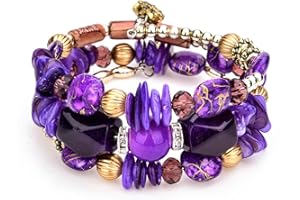 Kicomvi Boho Multilayer Irregular Agate Beads Charm Bracelets Handmade Multi-color Cryston Stone Turquoise Wrap Bracelets for Women Yoga Jewelry