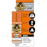 Gorilla Glue Epoxy, Dries Clear, Gap Filling, Indoor & Outdoor, Water Resistant, 5 Minute Set, Dries Clear Transparent, 0.85o