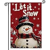 Winter Snowman Garden Flag Let It Snow 12x18 Inch Double Sided Red Snowman Winter Outside Yard Decoration