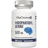 VitaCosmoX Phosphatidylserine, 500 mg, 240 Veggie Capsules, 120 Servings, Gluten Free, Non-GMO, and Vegetarian Friendly