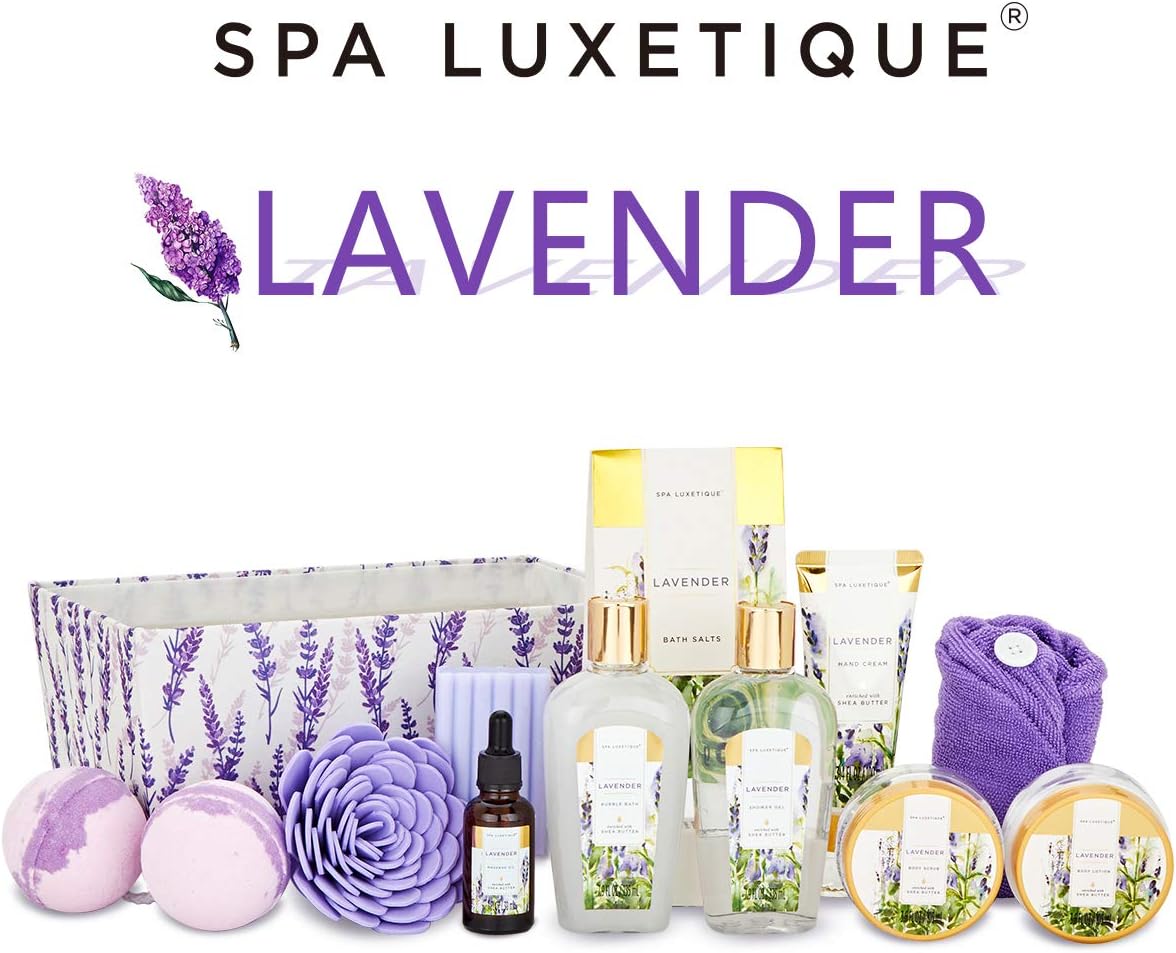 Gift for girlfriend spa luxury, 12 piece gift set, lavender fragrance with bath salt, bath bombs, shower gel, hand cream - Image 3