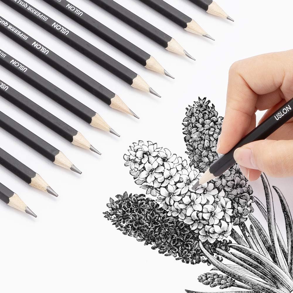 Professional Drawing Sketching Pencil Set - 12 Pieces Drawing Art Pencils (8B - 2H) Graphite Shading Pencils for Beginners & Pro Artists