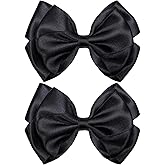 TOFAEVN 4.5" Hair Bows Clips Hair Accessories for Women Girls Toddlers Children Grosgrain Ribbon Alligator Clips (Black)