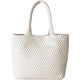 AUACDIY Woven Tote Bag for Women, Fashion Woven Bags for Women Vegan Leather Shoulder Handbags Large Summer Beach Travel Bag