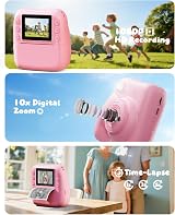 CAMCLID Kids Camera Instant Print 1080P 32GB Pink 2.0" Screen view 4