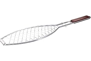 Outset QC70 Fish Grill Basket and Skillet with Rosewood Handle
