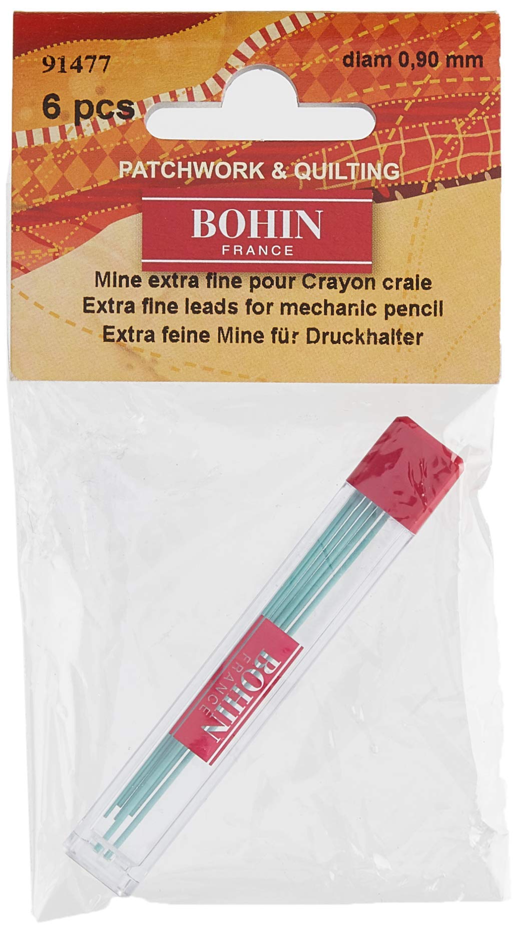 Bohin Mechanical Chalk Pencil Refill, Pack of 6, Green