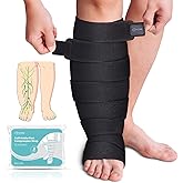 Sylong® Swelling Edema Calf & Foot Compression Wrap Adjustable Sleeve For Lower Leg and Foot Lymphedema Circulation (L)