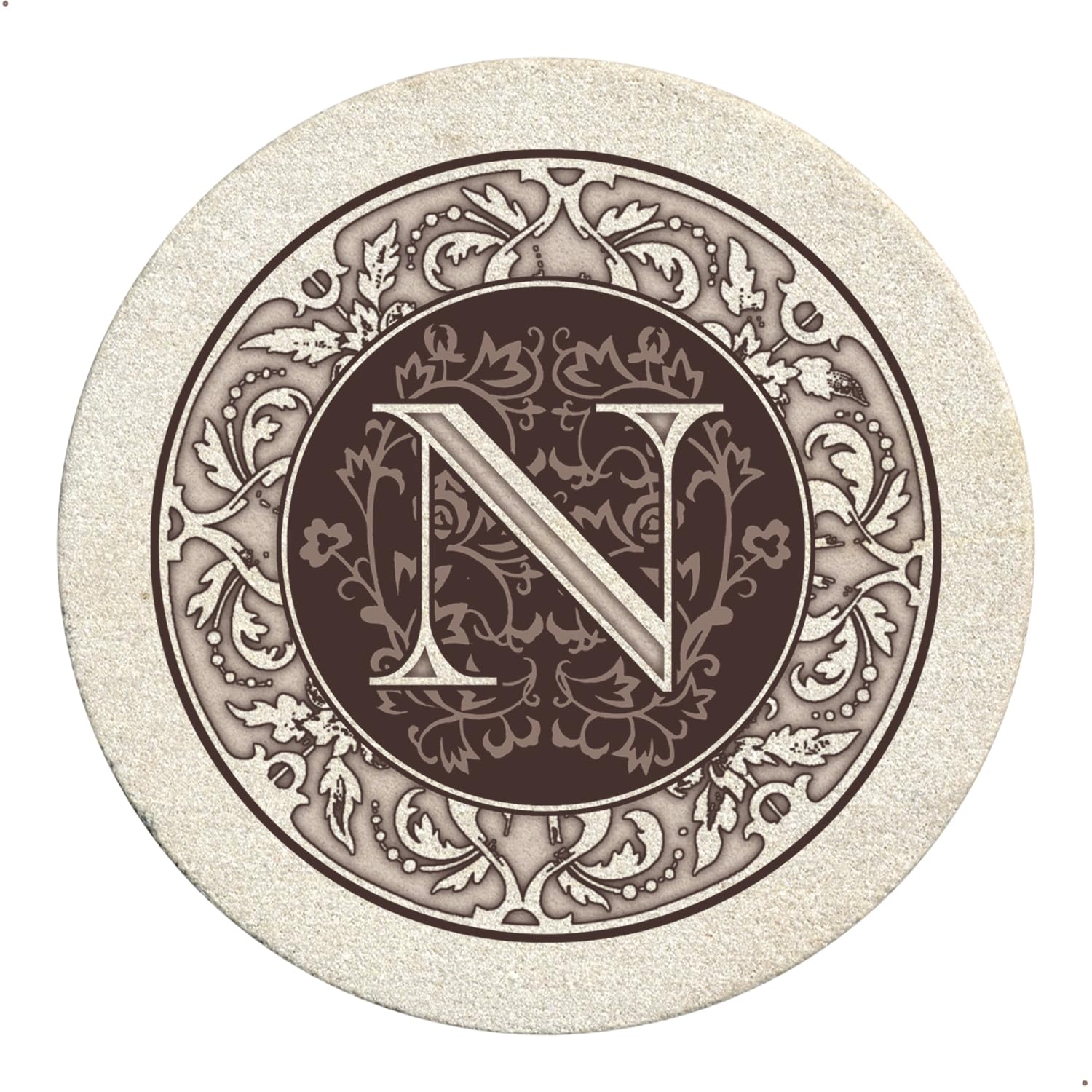 Photo 1 of Thirstystone Monogram Letter N 4 Pack Sandstone Coasters Manufactured in The USA Decorative Absorbent Easily Wipes Clean
