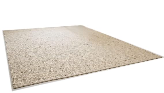 Leutasch Handweb Teppich aus 100% Schurwolle - natur hell, Größe: 170x230 cm