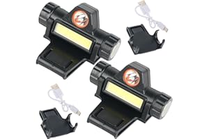 2 Sets Welding Helmet Light, Rechargeable Dual Headlamp Flashlight Rotatable Welding Light with Clamp Magnetic USB Strong Lam