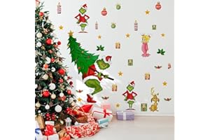 33.85 x 33.18 Inch Christmas Wall Decals Christmas Tree Wall Stickers Removable Christmas Window Decal Sticker Decor for Chri