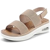 mysoft Women's Walking Sandals Comfortable Air Cushion Platform Elastic Ankle Strap Open Toe Ourdoor Summer Shoes