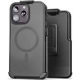 Encased SlimShield for iPhone 15 Pro Belt Clip Case with Phone Holster (Compatible with MagSafe) Matte Black (V2 Revised Buttons)