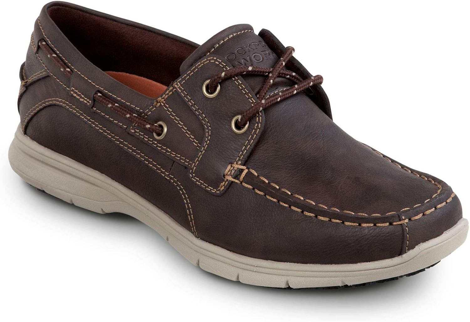 Rockport Mens Hampton Brown Boat Shoe Style Slip Resistant Rockport Mens Hampton Brown Boat Shoe Style Slip Resistant