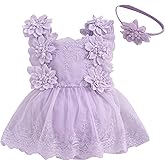 Baby Girl Photoshoot Outfits Newborn Boho Romper Lace Flower Girl Dress Infant First Birthday Outfit Party Clothes