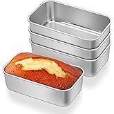 E-far Mini Loaf Pan Set of 4, Small Stainless Steel Bread Baking Pans for Oven, 6.3 x 3.5 Inch Tiny Meatloaf Pans for Homemade Bread Pound Cake Brownies, Non-toxic & Dishwasher Safe