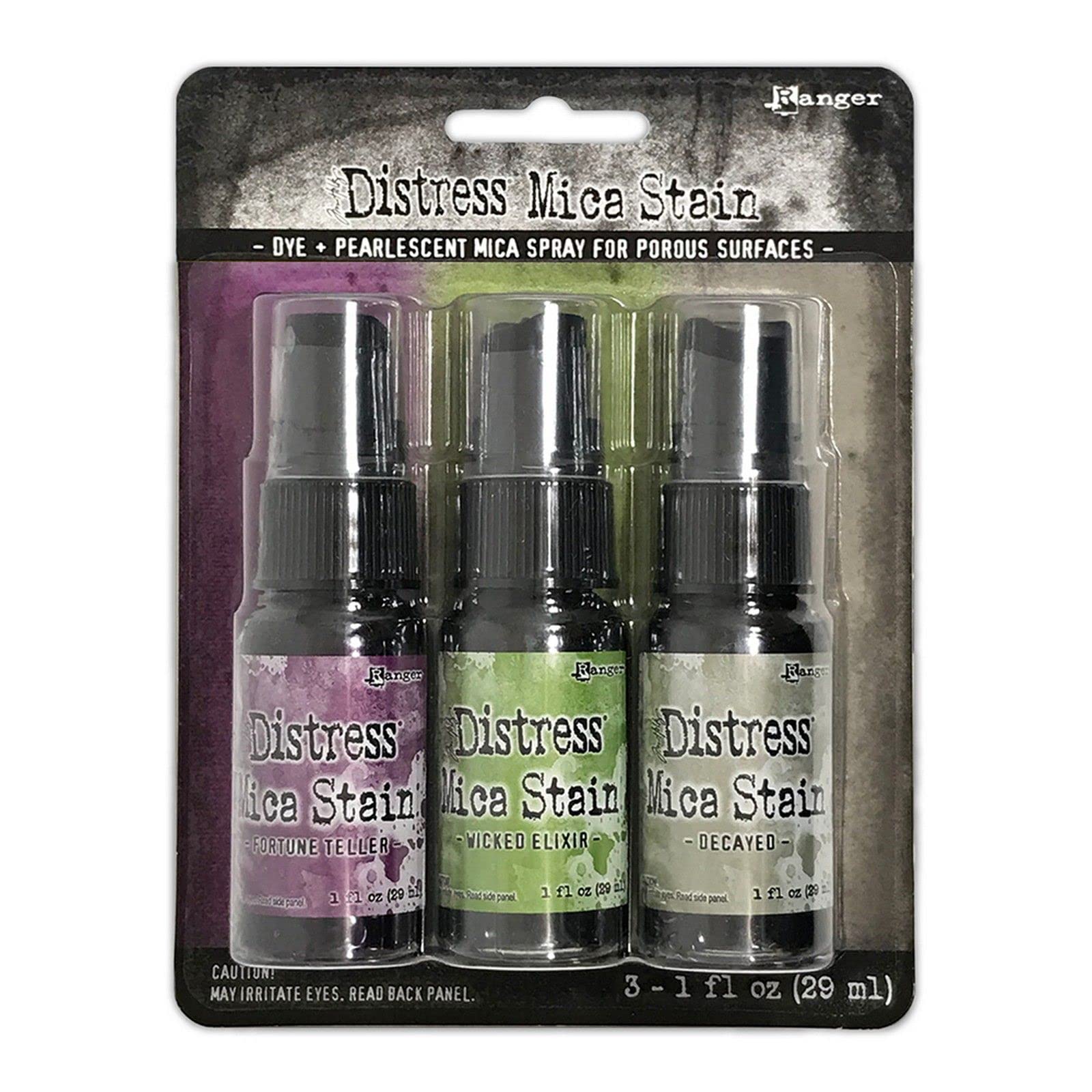Ranger Holtz Distress Halloween Mica Stains Set 4, TSHK81104, Fortune Teller, Wicked Elixir, Decayed, 3fl oz