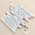 SFAIH Light Skin Tone Marker Pens 11 Colors + Mixed Color 0 - Dual Brush & Chisel Tips Art Marker Set for Portraits Coloring Drawing