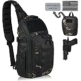 DBTAC Tactical Personal Defense EDC Bags & Packs | 10L Military Shoulder Backpack with Sling for Concealed Carry, Range, Travel, Hiking, Outdoor Sports (Charcoal Camo)