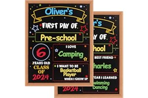 GLOWEEN First Day of School Sign - 14” X 11” First & Last Day of School Board Chalkboard - Double-Sided 1st Day Back to School Supplies Photo Props for Kids Preschool Kindergarten (2405-D09)