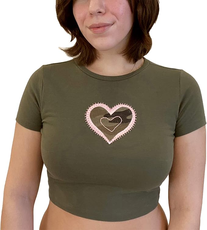 Women Girl Y2k Crop Top Short Sleeve Graphic Print Crop Tops EGirls