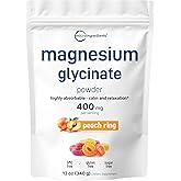 Magnesium Powder, 12oz (56 Servings) | Magnesium Glycinate Powder | Sweet Peach Ring Flavored | Sleep, Muscle, Heart & Nerve Health Support | Easily Absorbed | Non-GMO, Vegan, Sugar Free