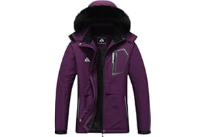 MOERDENG Women's Waterproof Snow Ski Jacket Warm Winter Coat Insulated Snowboarding Jacket Softshell Hiking Jacket