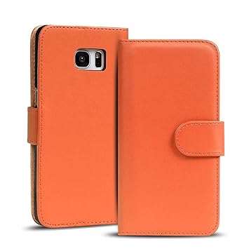 Verco Galaxy S6 Edge Hülle, Handyhülle für Samsung Galaxy S6 Edge Tasche PU Leder Flip Case Brieftasche - Orange
