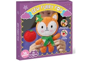 qollorette Fur Sewing Kit for Children, Sew Your Own Fox Toy Kids' Craft Kit - Sewing Kit for Kids, Learn to Sew & Play