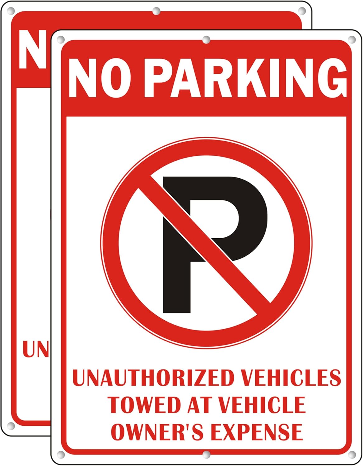 Yard Signs - No Parking Sign, 10 x 14 Inches Violators Will Be Towed Signs, Reflective Aluminum Weather Resistant and Rust Free Warning Sign (2 PACK)