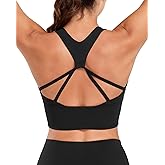 QUOJIZY Strappy Sports Bra Longline Sports Bras for Women Open Back Workout Tops Racerback Sports Bra for Gym Yoga