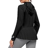 Little Donkey Andy Women's Golf Hoodie Jacket with Pleated Tennis Skirt Hem Full Zip Sun Protection Running Athletic Jackets