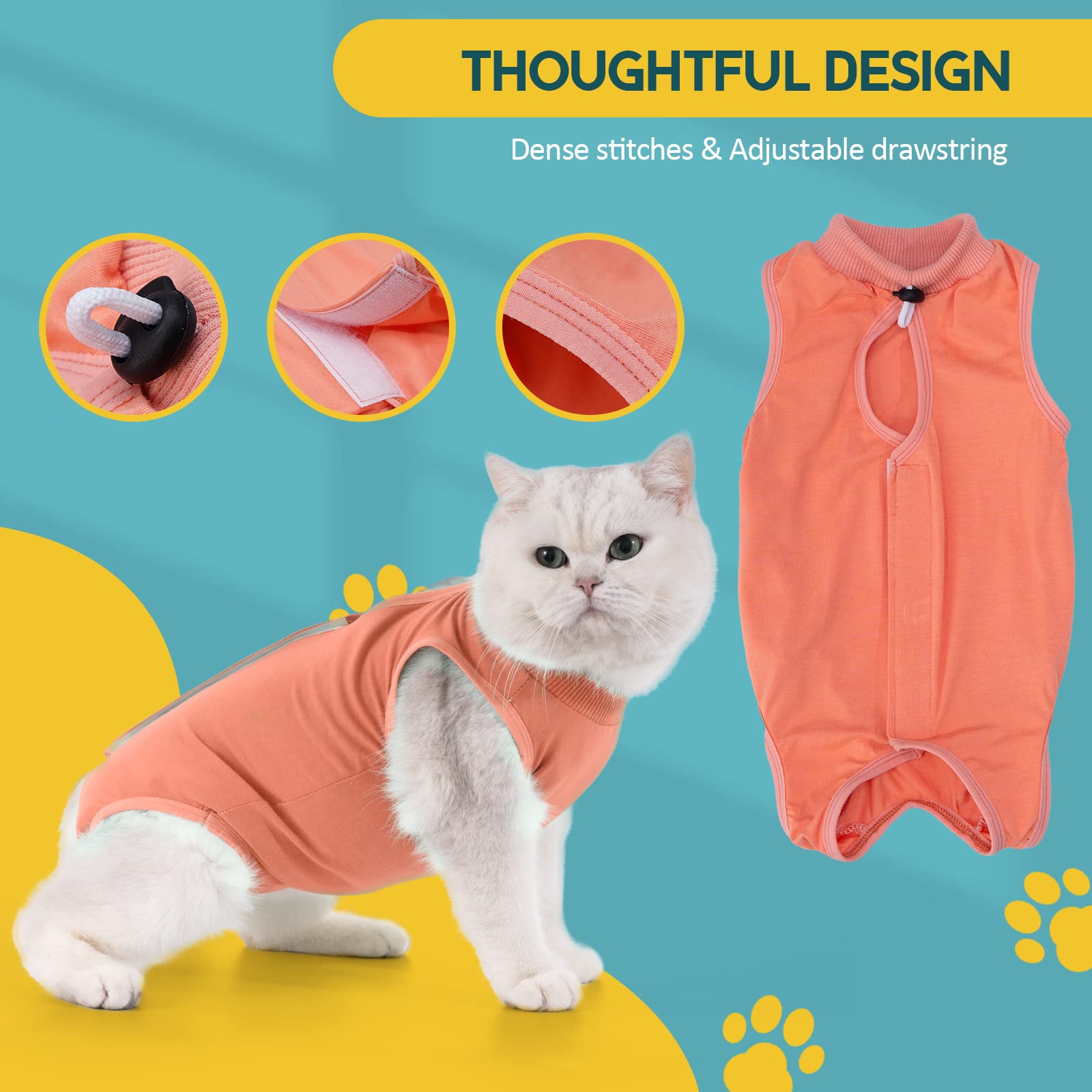 Avont Cat Recovery Suit Kitten Onesie For Cats After Surgery, Cone Of