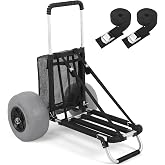 Sekey Beach Wagon with 12" Big Wheels for Sand, Heavy Duty Collapsible Beach Cart with Balloon Tires, Foldable Utility Sand Wagon for Outdoor Camping, Fishing &amp; Groceries.Black