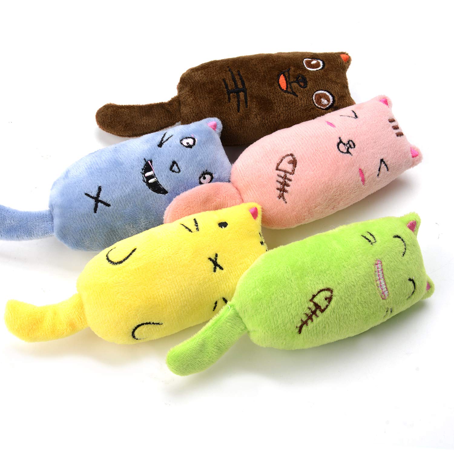 Legendog 5Pcs Catnip Toy, Cat Chew Toy Bite Resistant Catnip Toys for Cats,Catnip Filled Cartoon Mice Cat Teething Chew Toy