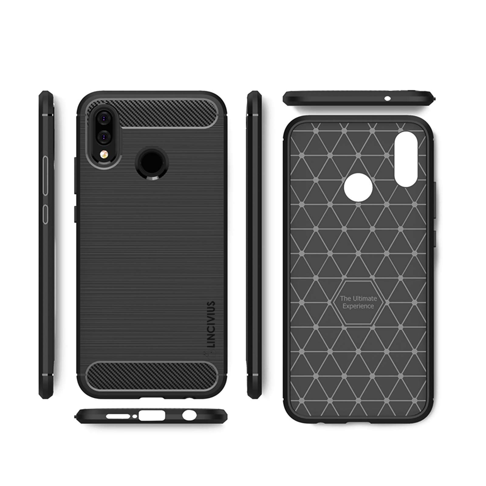 LINCIVIUS  Coque Huawei P20 Lite [TPU Brushed Carbone] Protection Coque Carbon P20 Lite Housse Etui Accessoires Silicone Souple Hybride Design Anti Choc