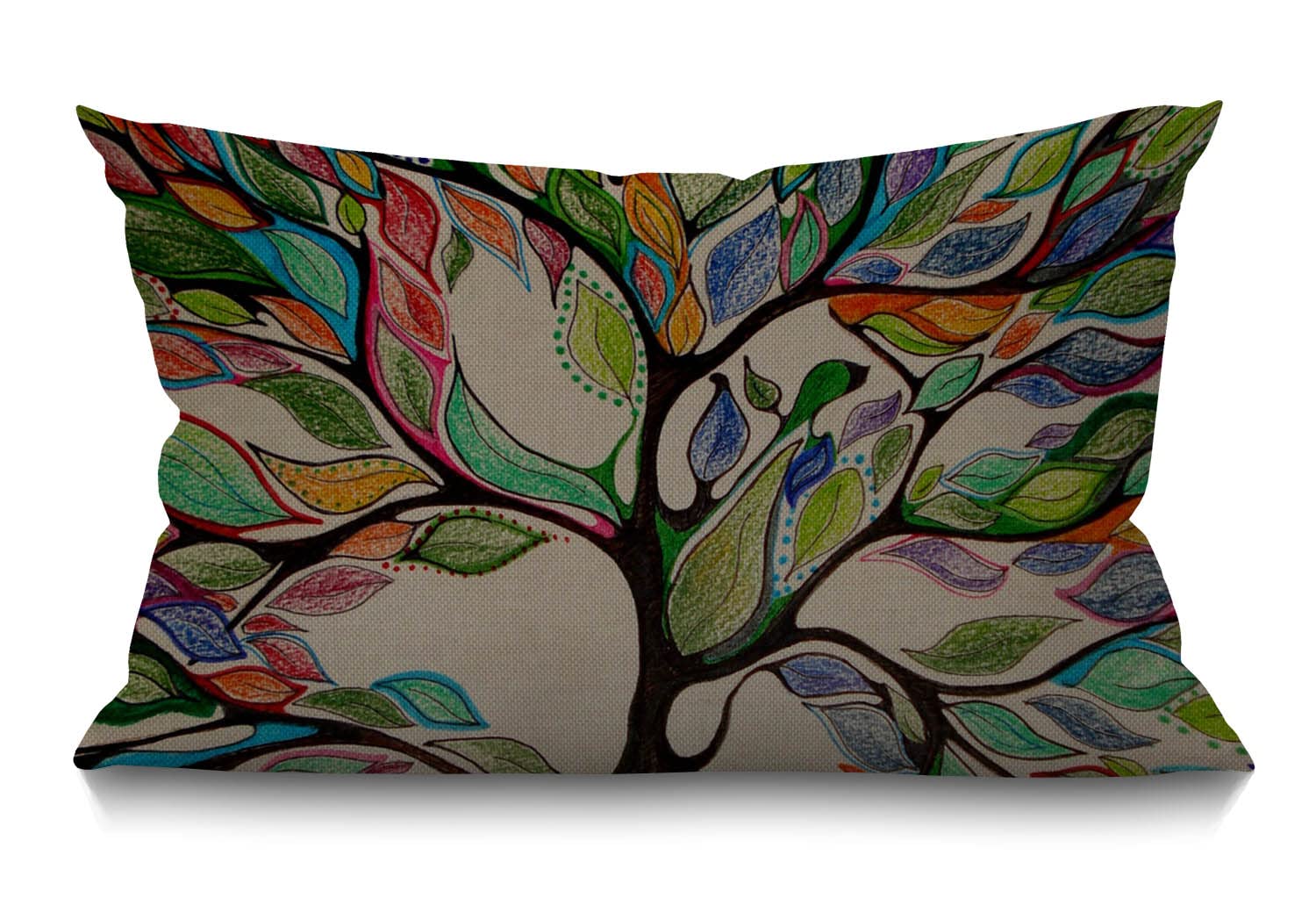 BGBDEIA Cushion Cover Colorful Life Colorful Tree Rectangle Outdoor Pillow Covers 12x20 inch, 30 x 50 cm Cushion Cover with Invisible Zip for Sofa Chair Living Room