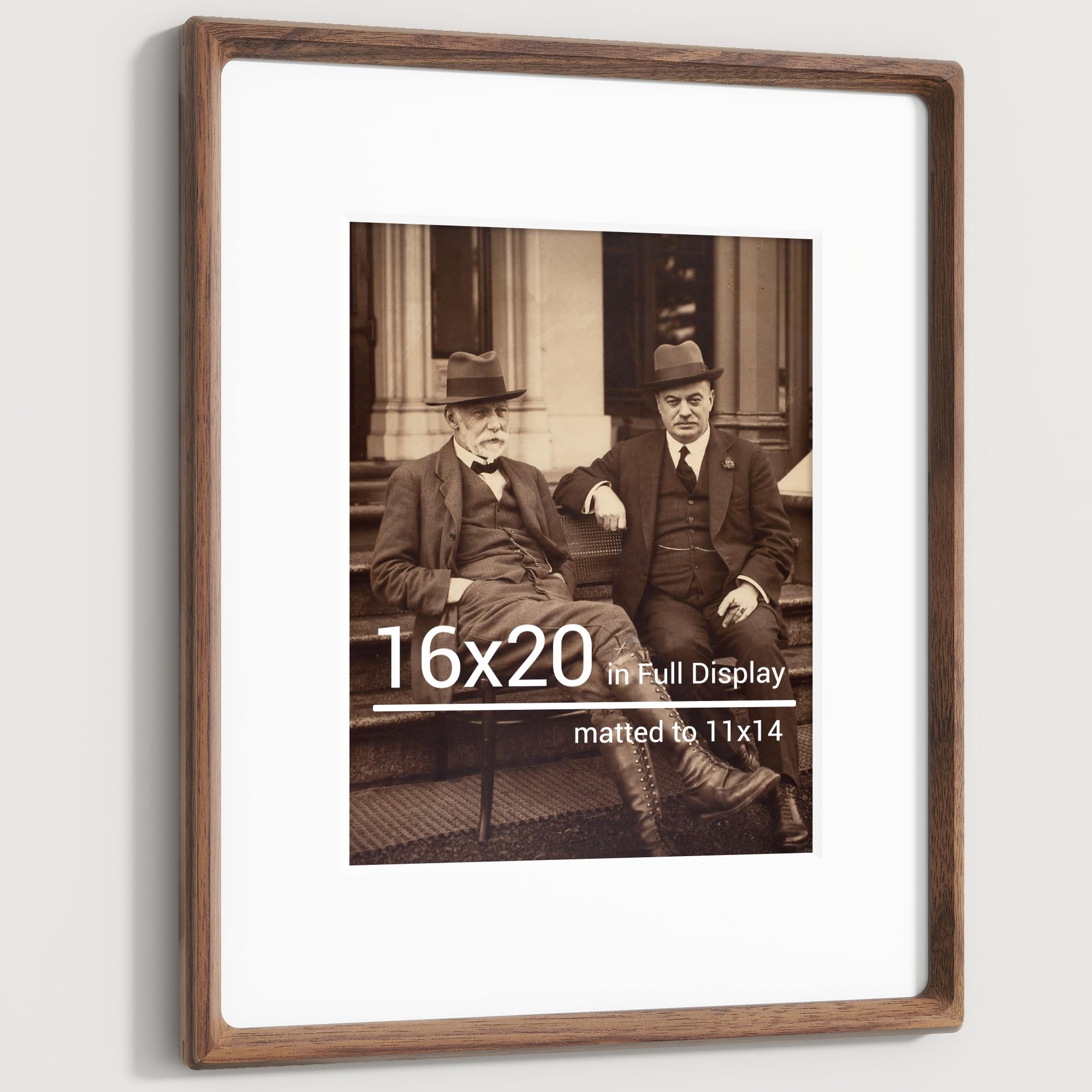 Photo 1 of *****FRAME DAMAGE****
Heimlove 16x20 Picture Frames Natural Walnut,Original Wood Hand Make Crafted Poster Frame with Mat to 11x14 Graduation Picture Display,Family Picture,Wedding Picture,Photo,Document Wall Mounted