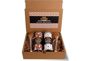Trick or Treat Gift Basket for Halloween by La Tea Dah, Warm Apple Cider Tea, Pumpkin Spice Breakfast Tea, and Two Honey Stirrers, Halloween Treats Non Candy, Gourmet Tea Gift Sets