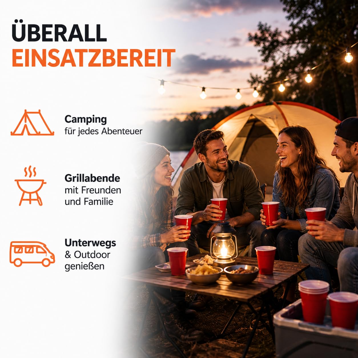 TK Gruppe Timo Klingler Beer Pong Becher 50 Stück wiederverwendbar – Partybecher 473 ml / 16 oz Bierpong, extra starke Red Cups, rote Plastikbecher für Camping,Partys, JGA, Festivals 2