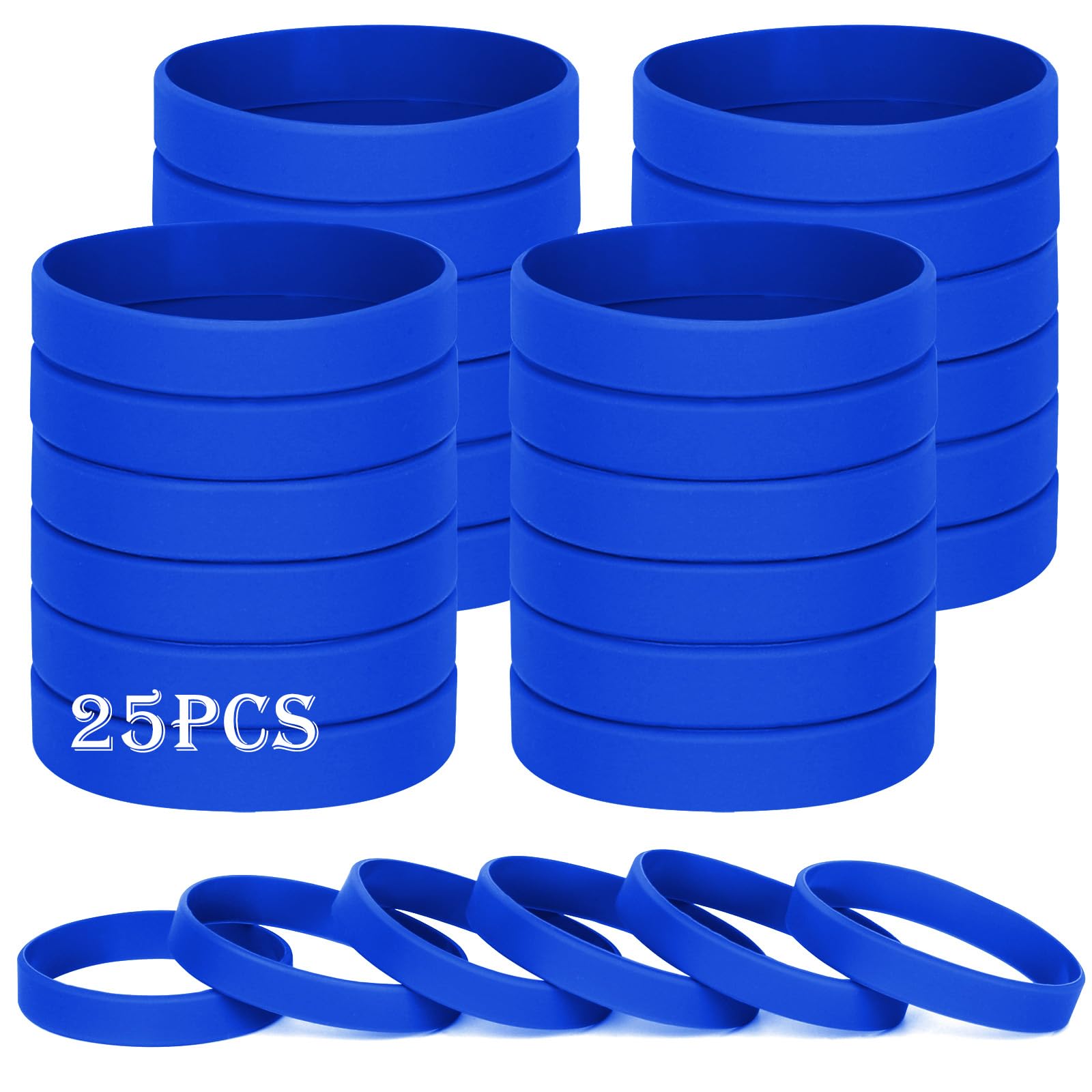 HONTIUS 25PCS Blue Silicone Wristbands, Unisex Adults Multi-Sport Sweatbands