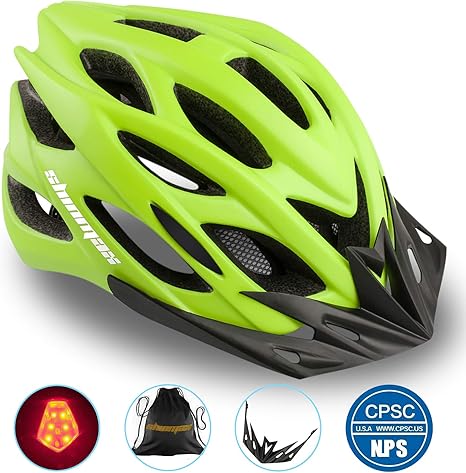 Shinmax Casque De Vélo Avec Lampe De Sécurité Protection Certifié Ce Route Et Vtt Spécialisé Eclairage Hommes Adultes Intégralement Avec Visière