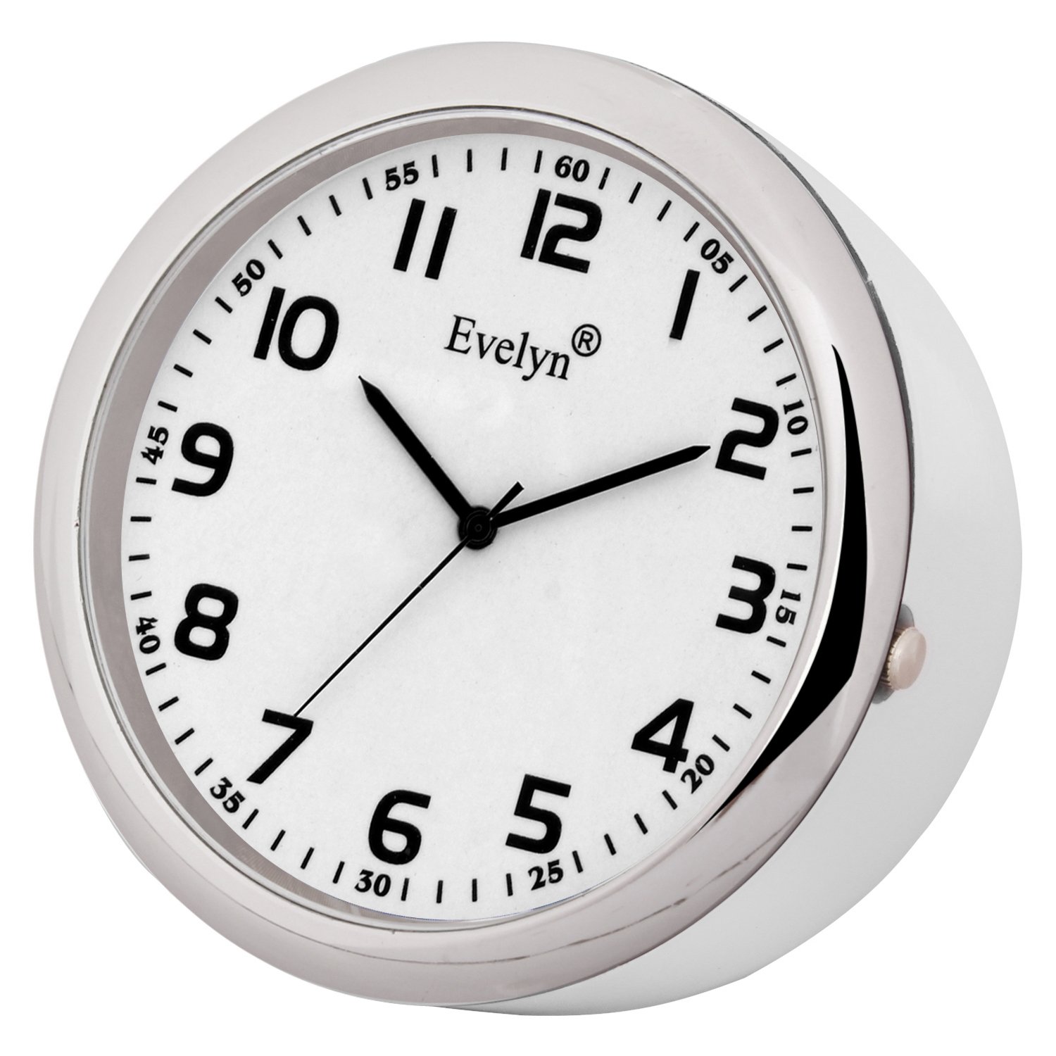 Evelyn Analog Table Clock Classic Small Round Alarm Car Dashboard Time Desk Watch White Size 45mm Amazon In Car Motorbike