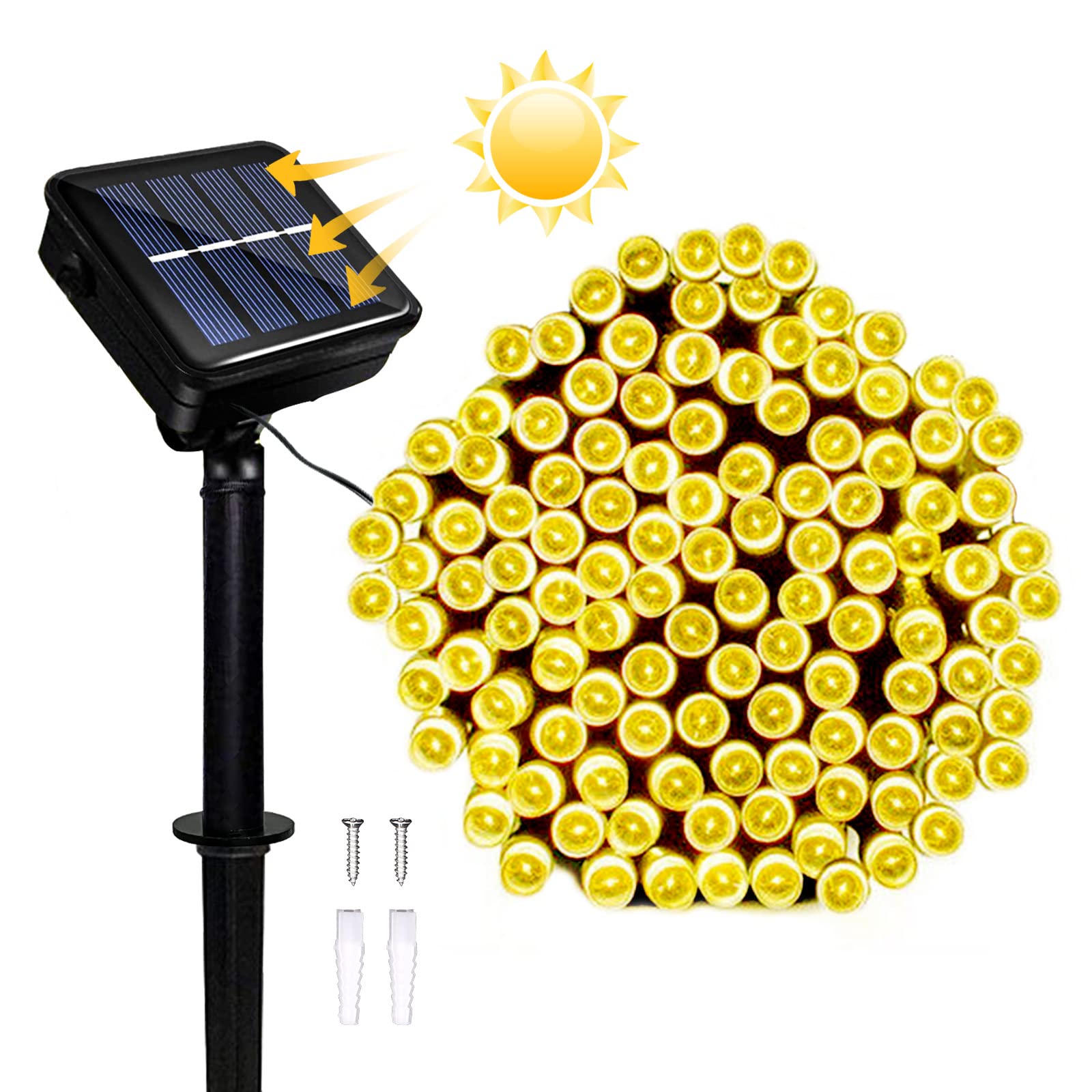 Micacorn Christmas Lights Solar String Light Garden SolarFairy StringLights 39ft 8 Modes 100 LEDs Waterproof Solar-String Lights for Outdoor Wedding Party Christmas Decorations