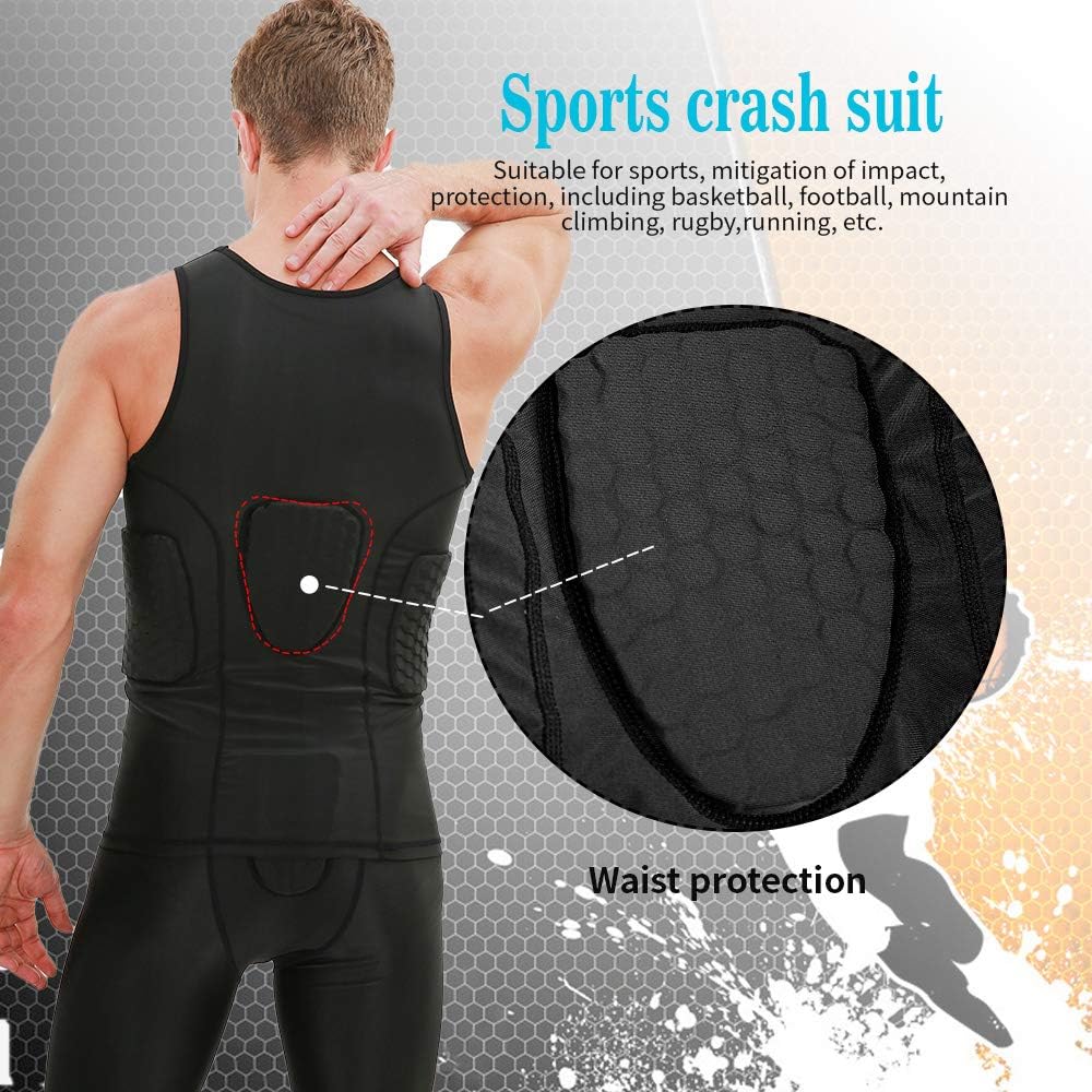 TUOY Men's Padded Compression Tank 4 Pad Protective Underwear for Football Basketball Black : Sports & Outdoors