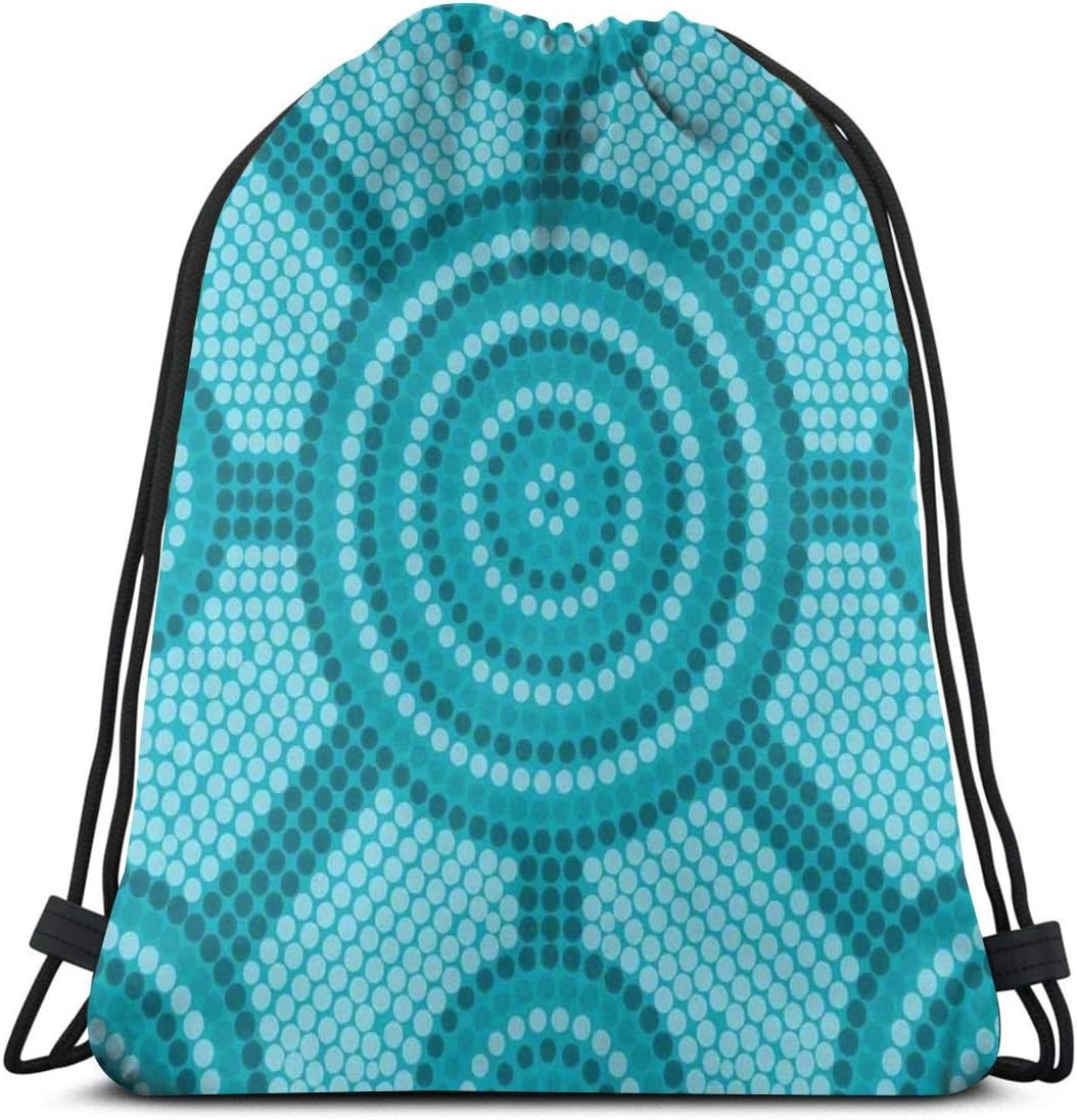 Drawstring Backpack Bags Sport Gym Cinch Bag Travel for Women Men Children,Abstract Aboriginal Dot Painting Ancient Native Ethnic Cultural Art In Australia