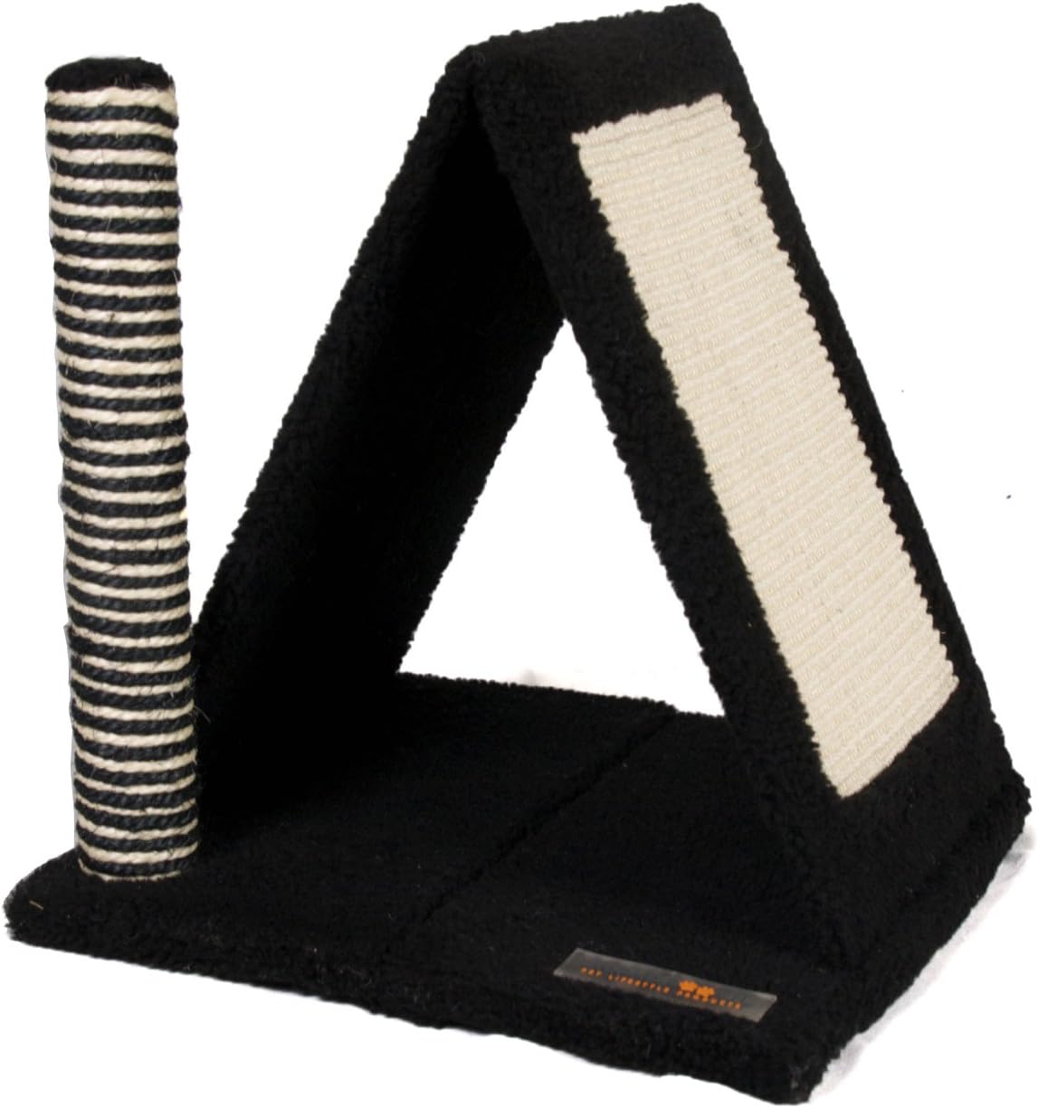 AlphaPooch Purrvillion Cat Scratch Chalet, Black Fleece