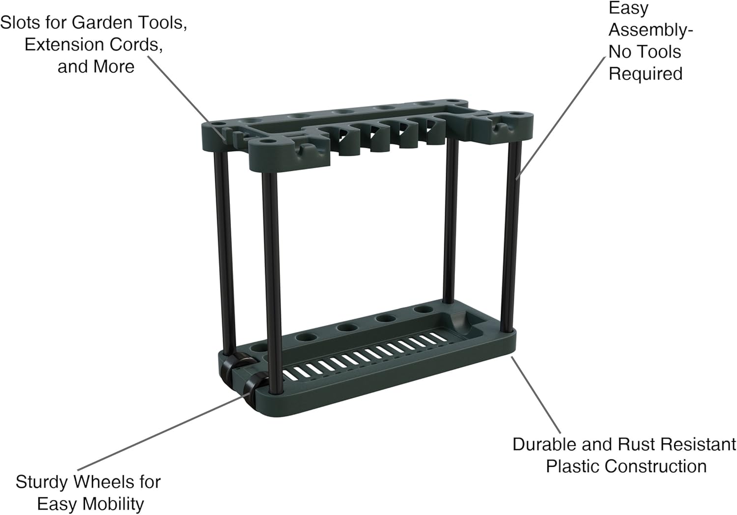 Stalwart Garden Tool Organizer – Portable Rolling Utility Rack with Wheels Holds 40 Yard Tools – Garage Organizers and Storage Home Essentials : Garden & Outdoor