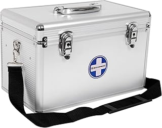 SONGMICS JBC362S Erste Hilfe Koffer Medizin-Box mit Tragegriff Aluleisten ABS silbrig